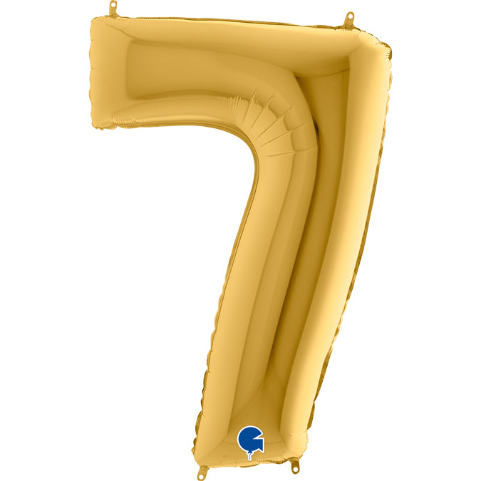 gold number seven shaped balloon