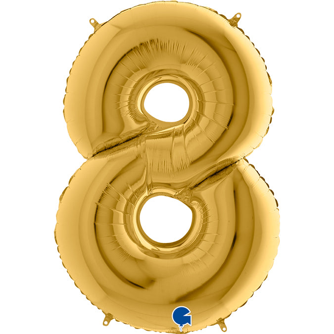 gold number eight shaped balloon