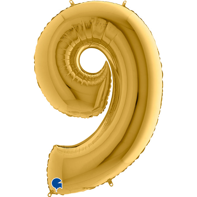 gold number nine shaped balloon