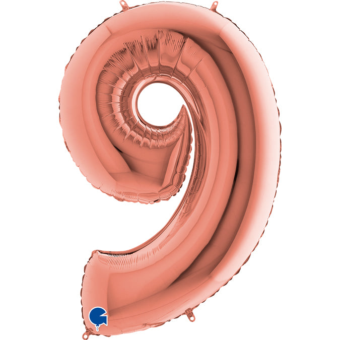 rose gold number nine shaped balloon