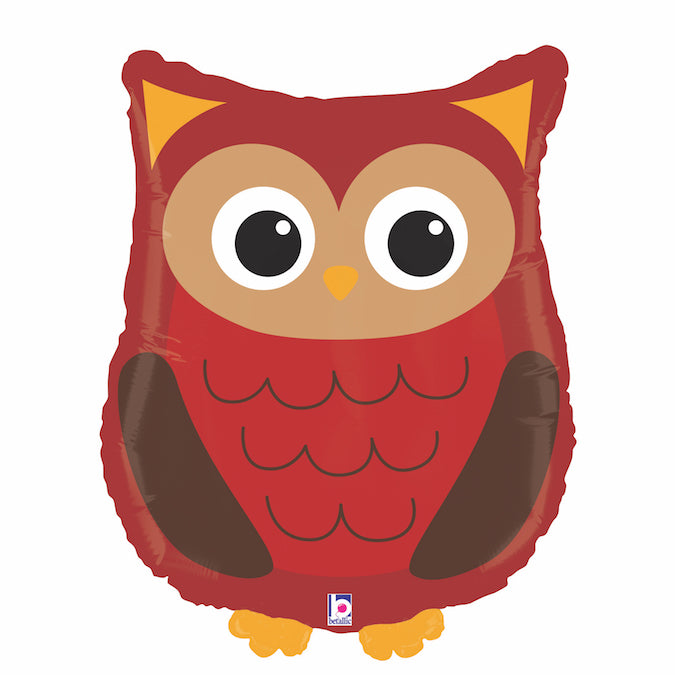 red woodland owl shaped balloon