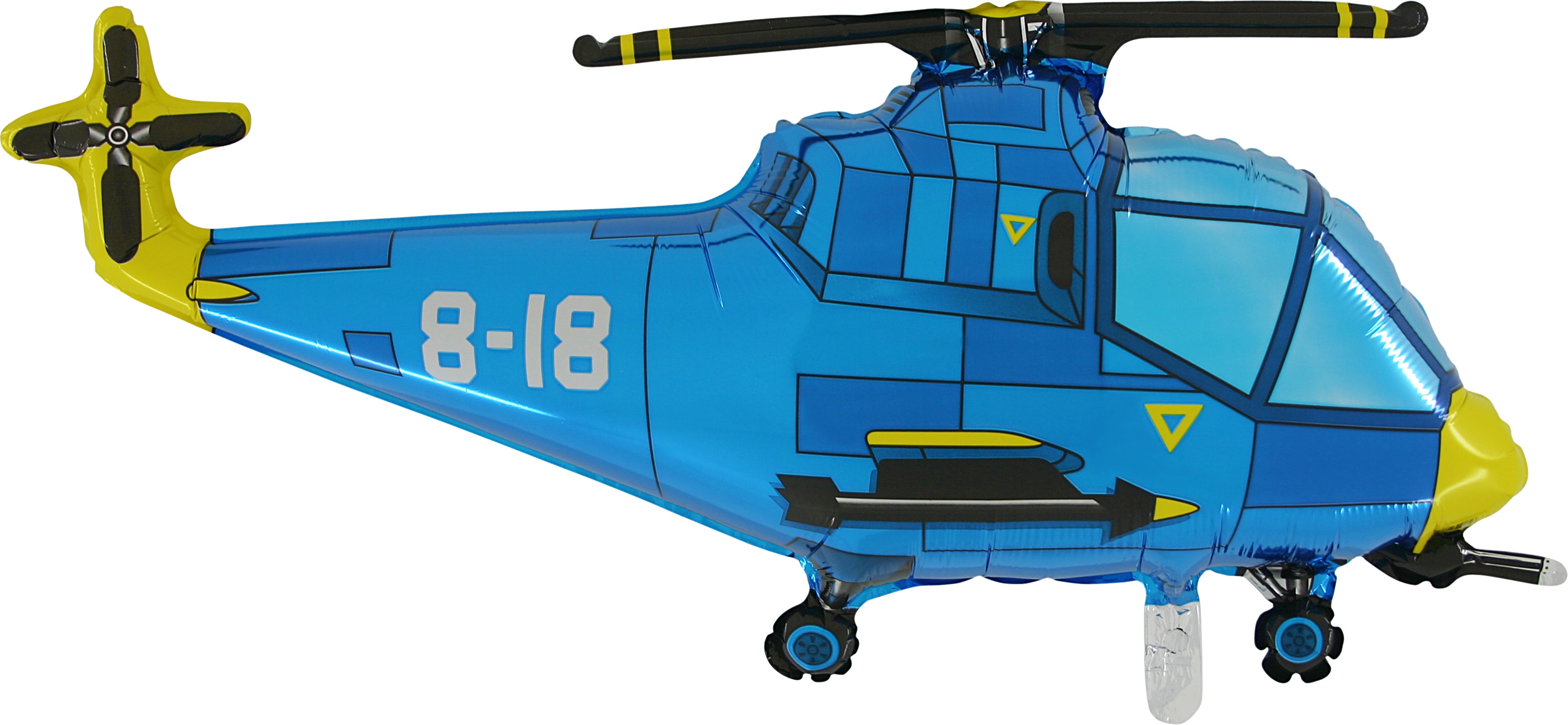 blue helicopter shaped balloon