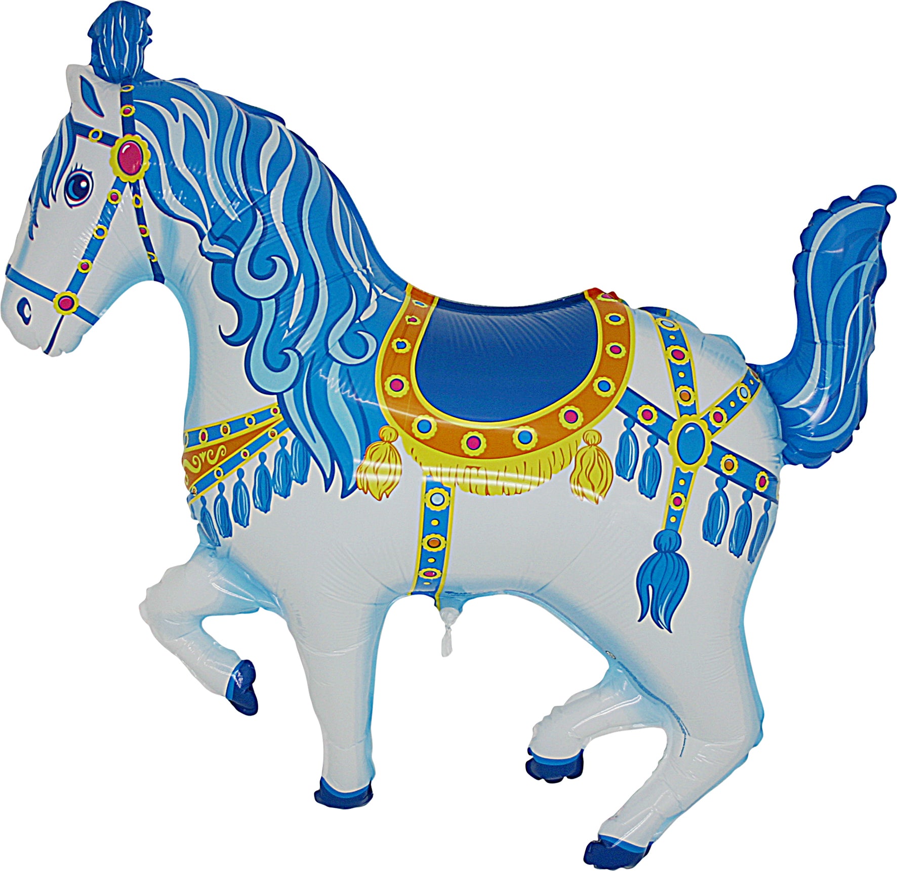 blue and white merry-go-round horse / circus horse / carousel horse shaped balloon