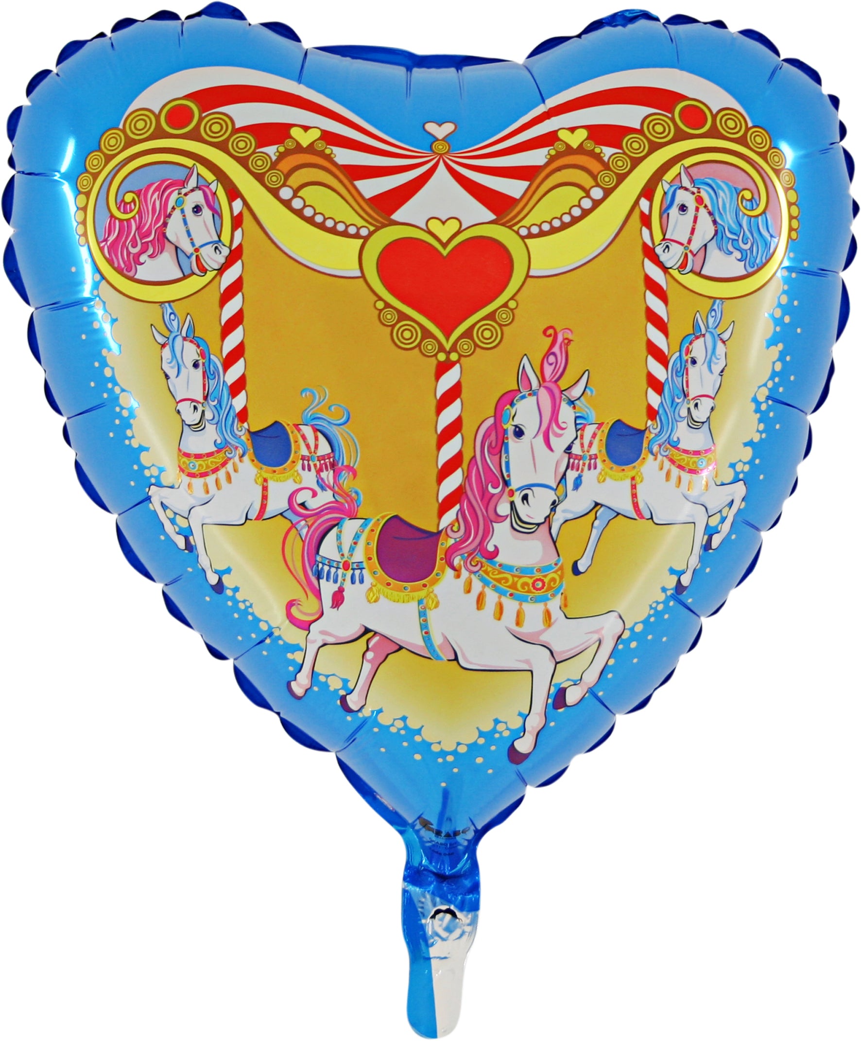 colorful heart shaped balloon with carousel horse / merry-go-round horse