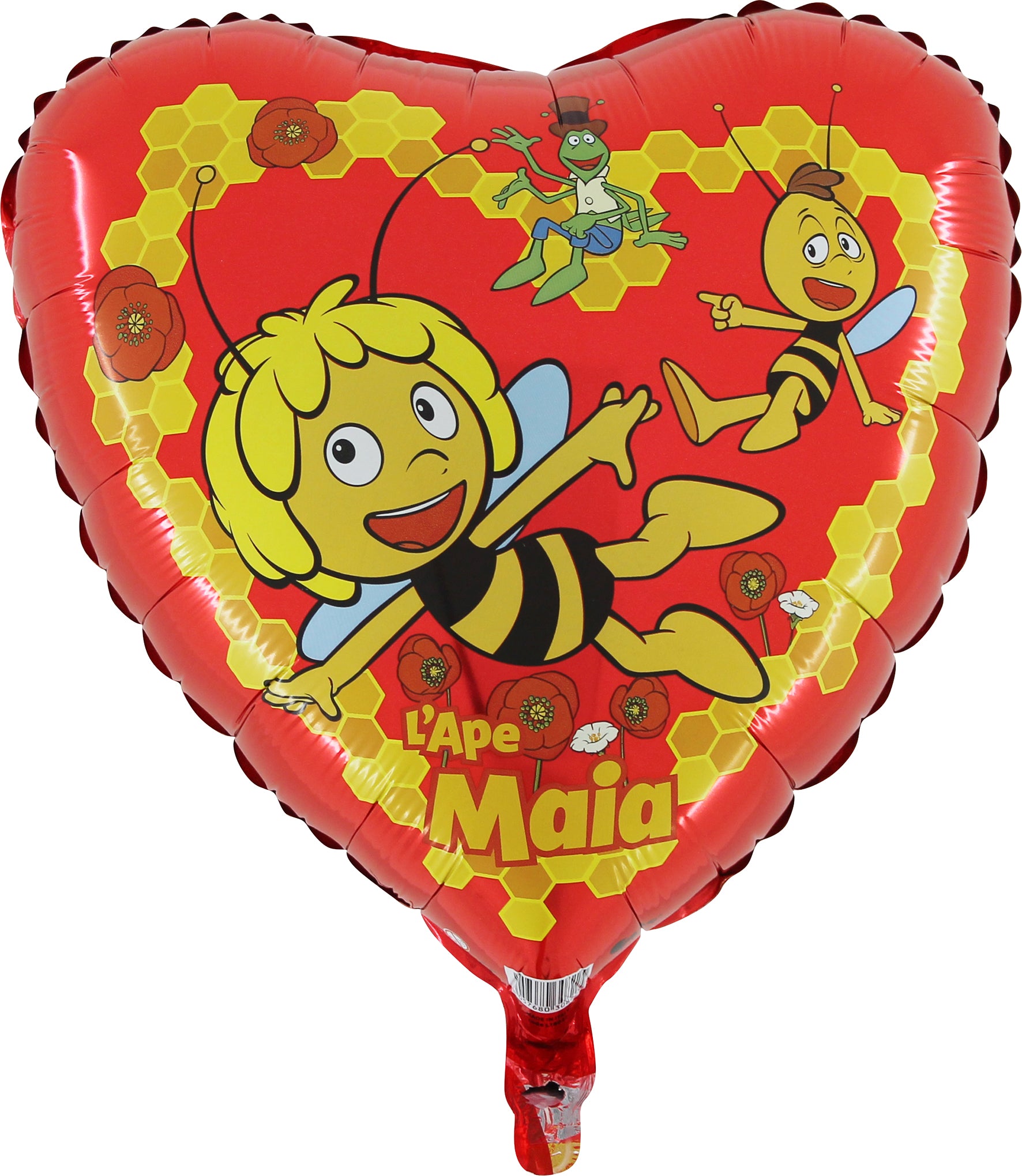 red heart shaped Maya the bee balloon