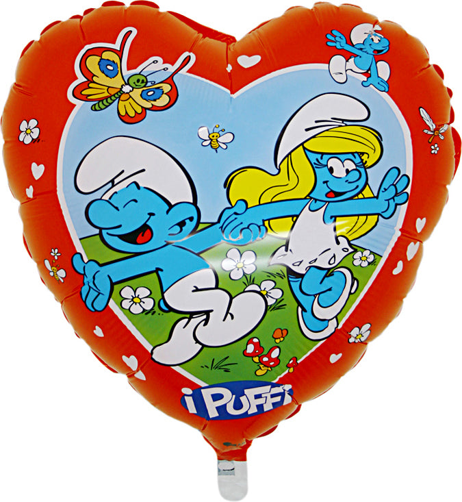 colorful heart shaped smurf balloon