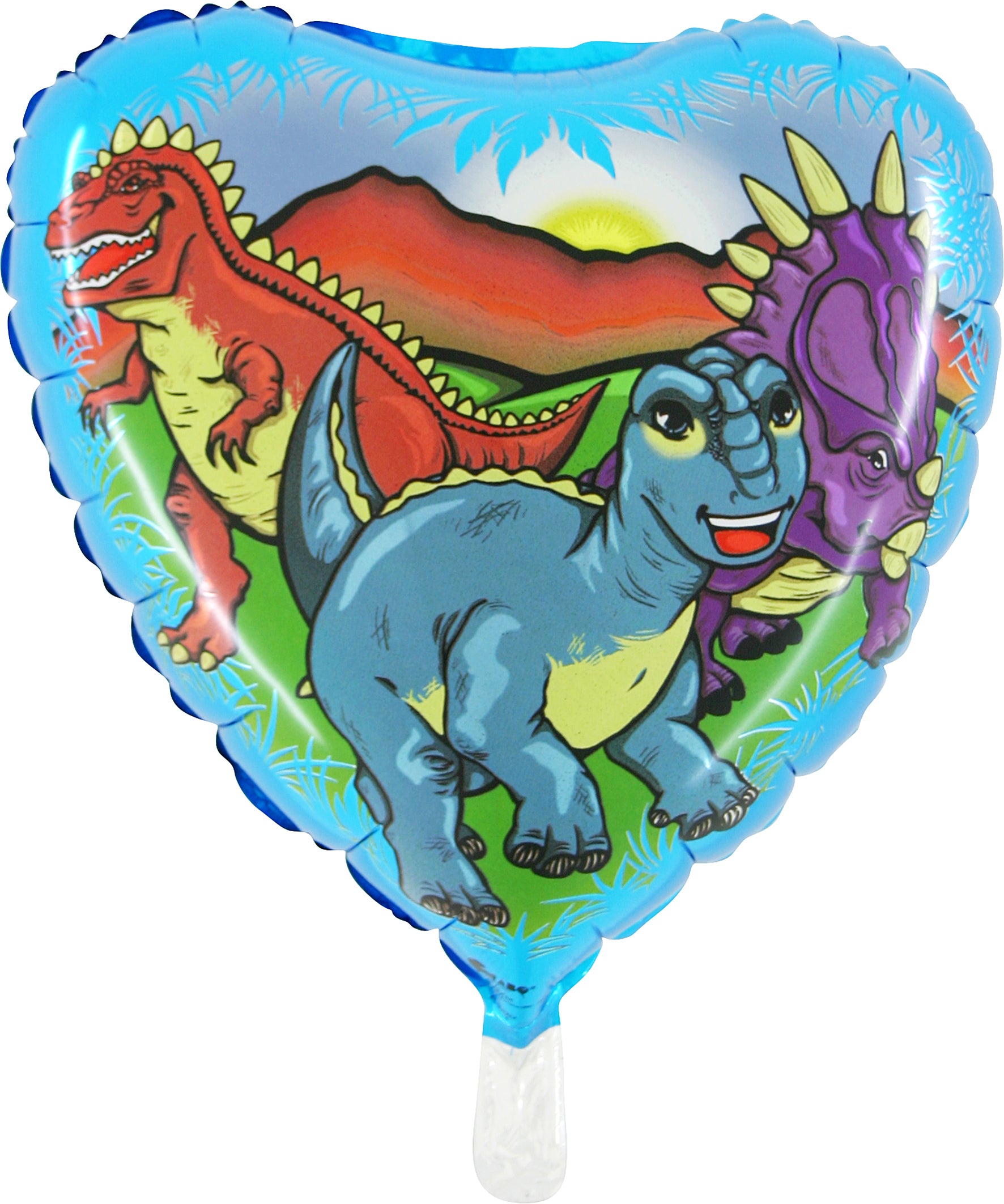 colorful heart shaped balloon with dinosaurs