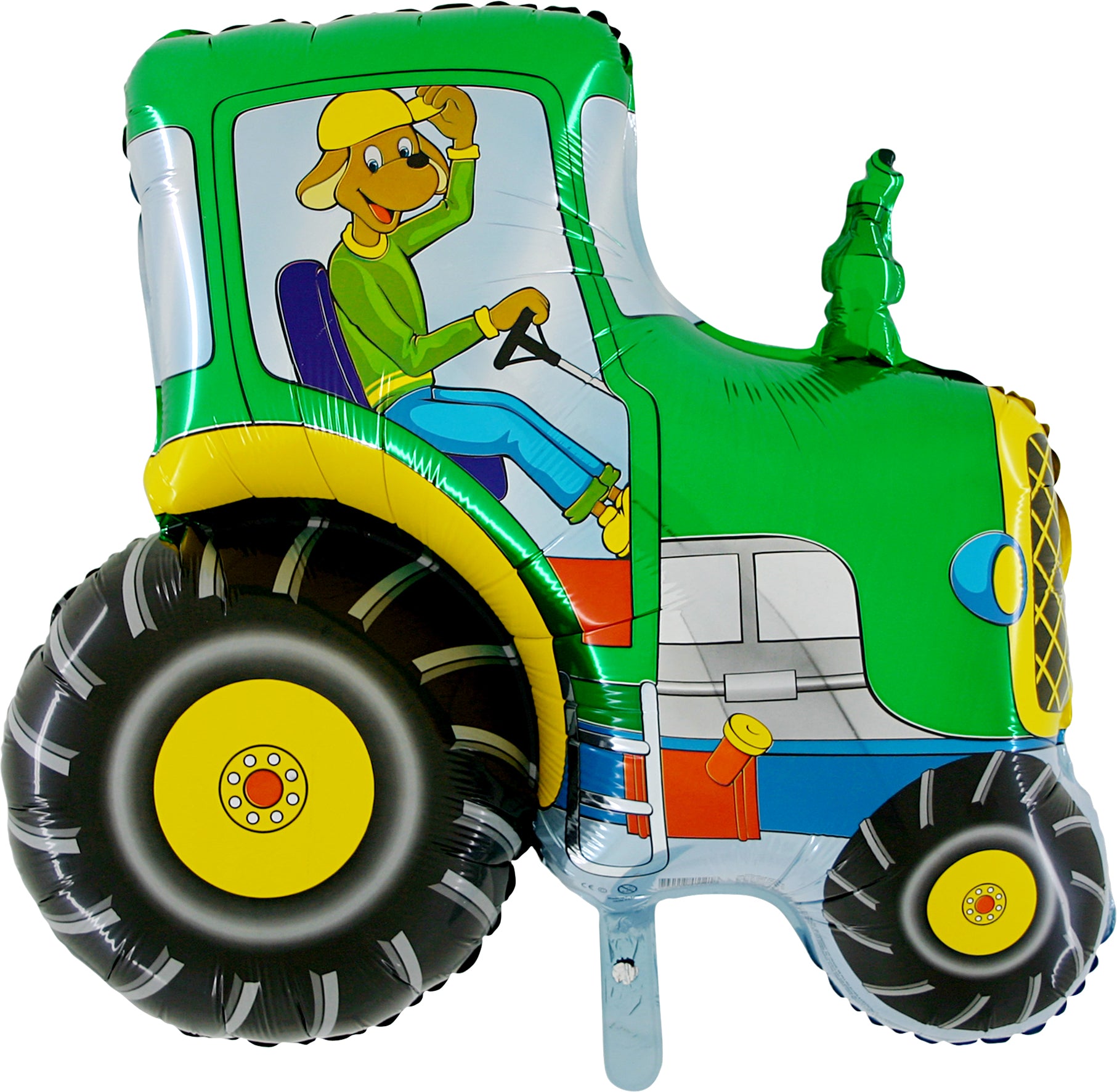 green tractor shaped balloon