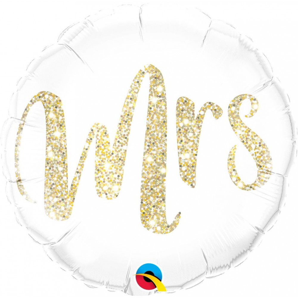 round white and glitter gold Mrs balloon