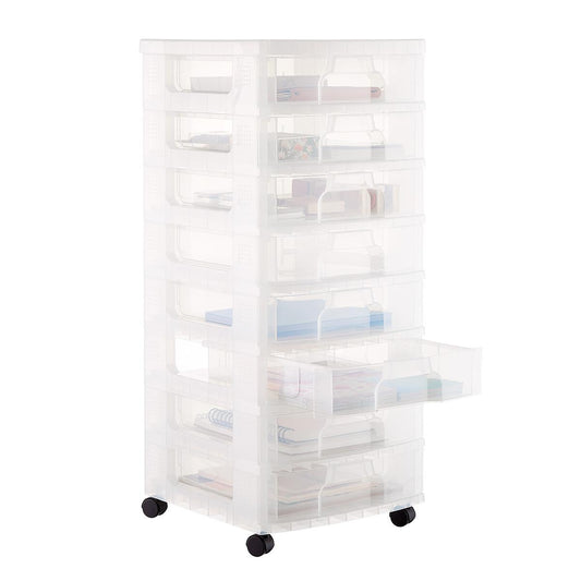 Large White 8-Drawer Storage Rolling Cart