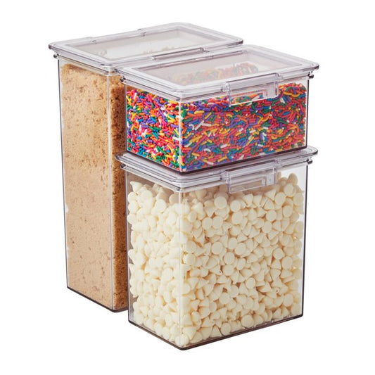 at Home 5-Piece Clear Square Canister with Bamboo Lid