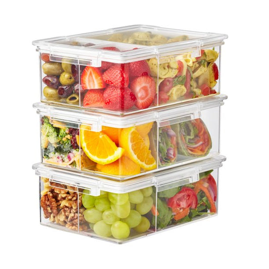 12 Pack ] Multi-Use Clear Bins for Organizing - Fridge