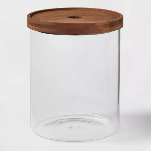 6-piece Glass Food Storage Container Set with Wood Lids