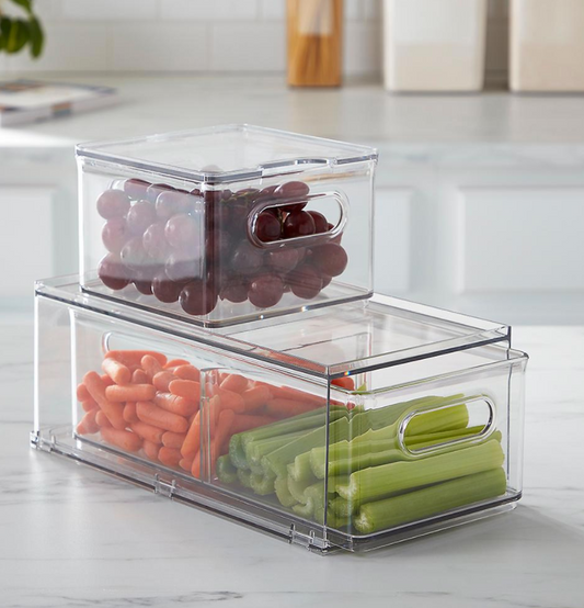 Food Storage Containers with Cover Refrigerator Drawer Stackable