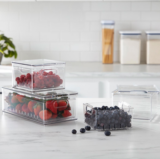 The Home Edit x iDESIGN Clear Plastic Divided Stacking Freezer Bin Storage  Organizer