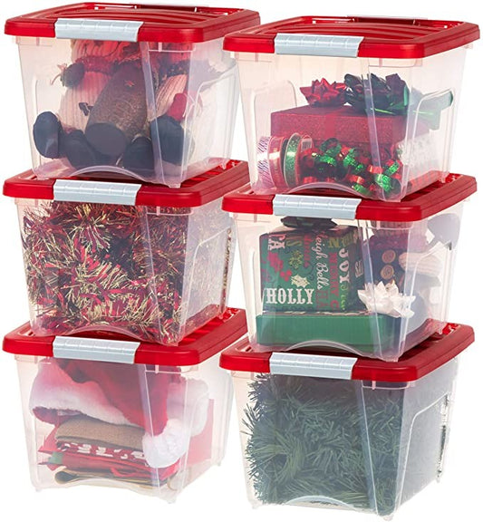 Simplify Ornament Storage Box/Plastic - Decorative Organizer - Storage Bin  - Red - 112 Counts - L12 x W12 x