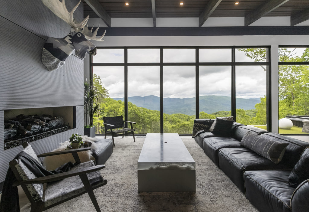 Large, cozy living room with sweeping mountain views.