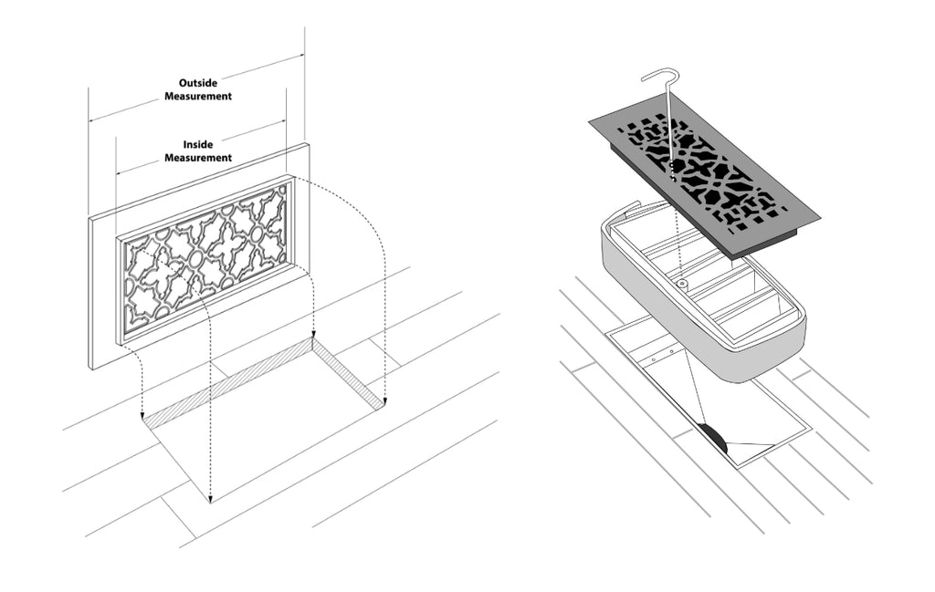Illustration showing how a vent cover fits into the vent hole.