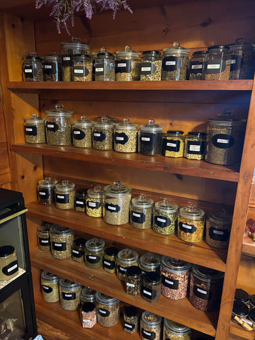 Wall of Jars full of herbs