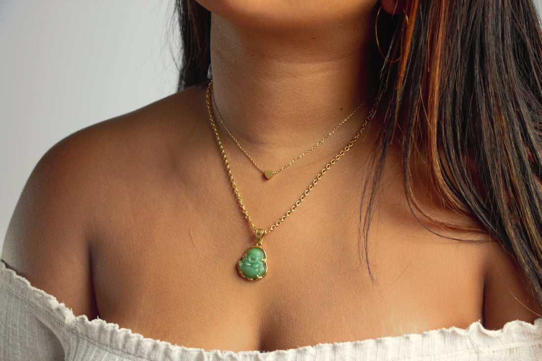 mini jade buddha necklace