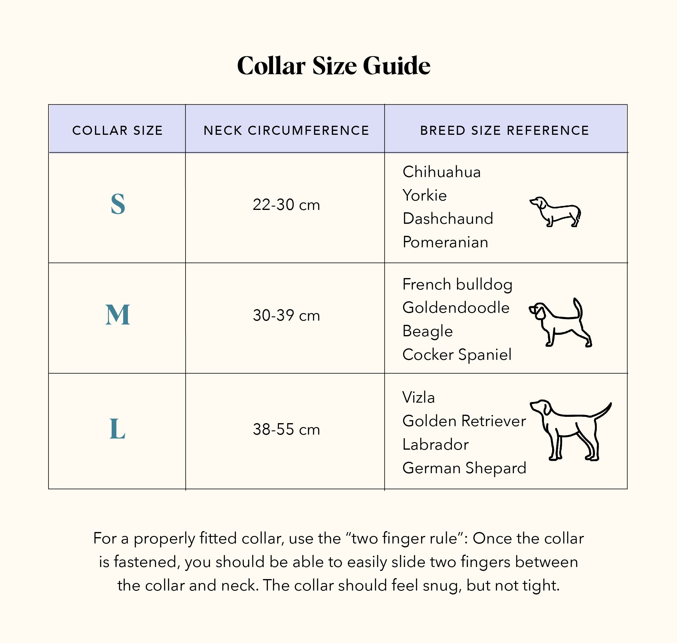 Collar Size Guide Chart