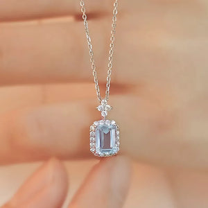 VOQ Silver Color Perfume Bottle Pendant Zircon Necklace Simple Blue Topaz Clavicle Chain Necklace Lady Gift - This and That!