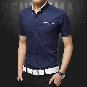 New Arrival Summer Casual Shirt Men Good Quality Mens Dress Shirts Solid Slim Fit Short Sleeve Men's Clothing Asian Size 5XL - This and That!