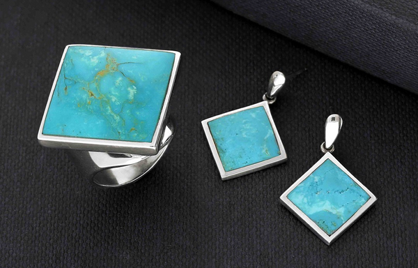 sterling-silver-turquoise-square-square-shaped-ring-earrings