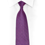 Violet Geometric On Blue Rhinestone Silk Necktie