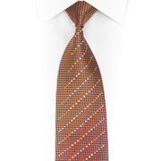 Striped Rhinestones On Orange Silk Necktie With Red Sparkles