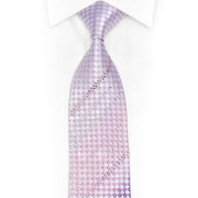 Silver Mauve Checkered Rhinestone Tie With Purple Sparkles
