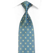 Blue Geometric On Green Men's Silk Necktie
