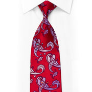 Rhinestone Necktie Mauve Paisley On Red Silk