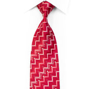 Valentino Rich Rhinestone Necktie Chevron On Red With Silver Sparkles