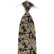 Daks Men's Crystal Tie Gold Paisley Anthemion On Black With Gold Sparkles - San-Dee