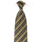 Daks Rhinestone Silk Tie Black Gold Striped With Silver 