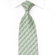 Elle Homme Men's Crystal Silk Tie Geometric On Pale Green With Silver Sparkles - San-Dee