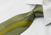 MCM Men’s Silk Rhinestone Tie Green Waves & Geometric Design