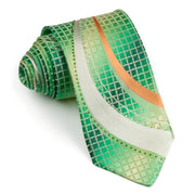 Nina Ricci Silk Neck Tie Green Check Design With Waves & 