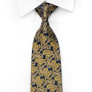 Premierlux Men’s Rhinestone Silk Necktie Golden Paisley On 