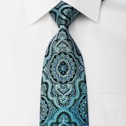 Roberta di Camerino Rhinestone Tie Damask On Blue With 