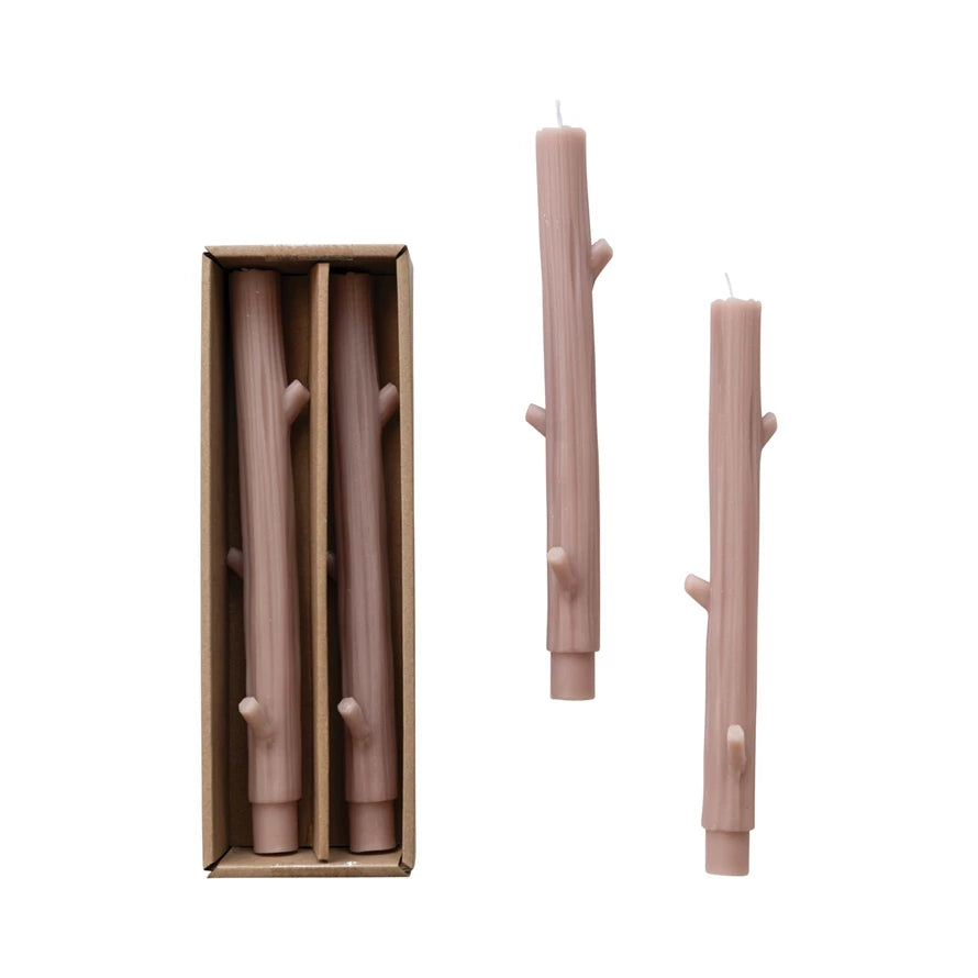 Twig Shaped Taper Candle Set, Khaki