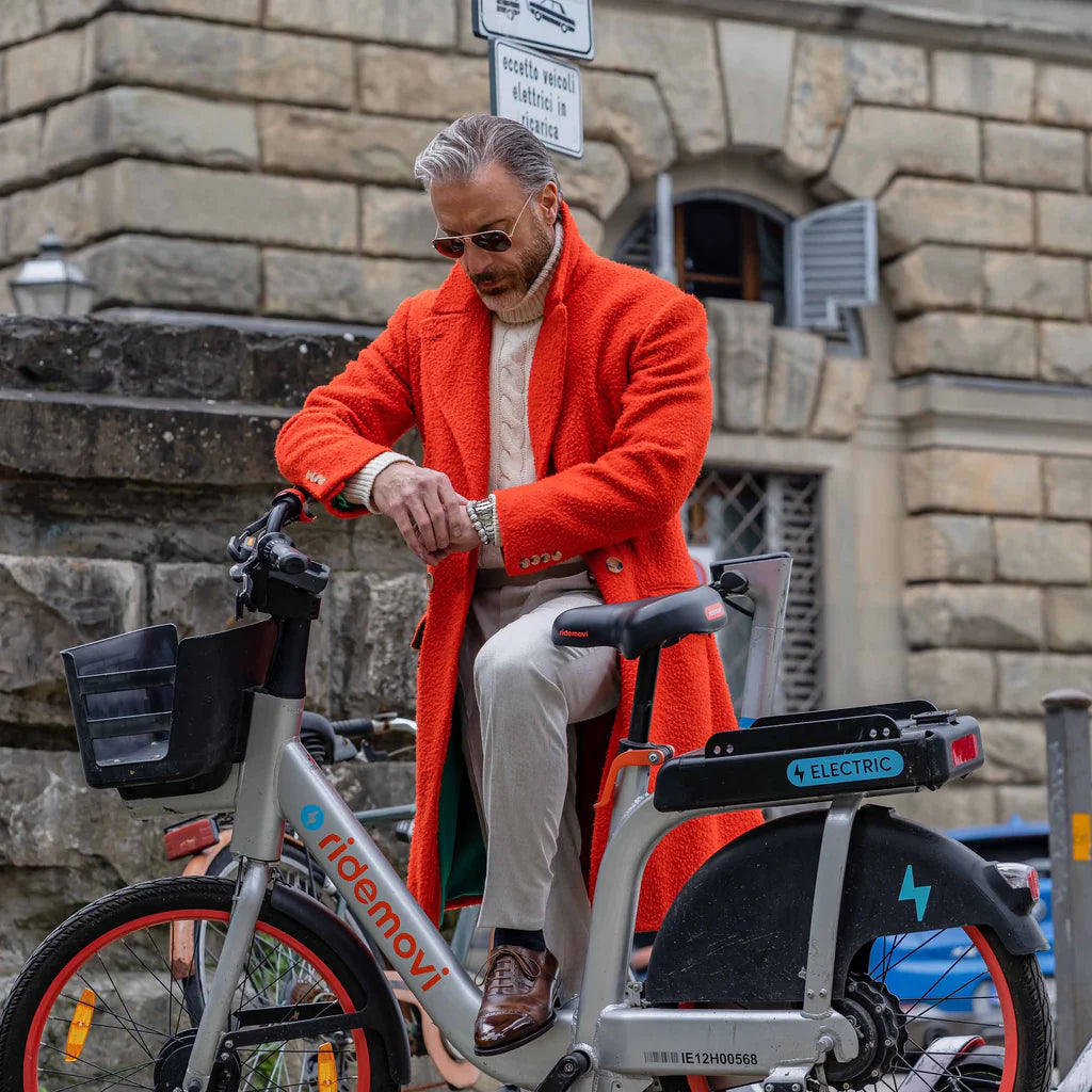 Stefano Bemer Museum Calf Oxfords Shoes and Orange Casentino Coat