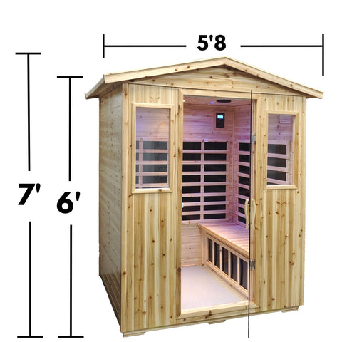 Garner-904VS 4 Person Outdoor Infrared Sauna in Fir