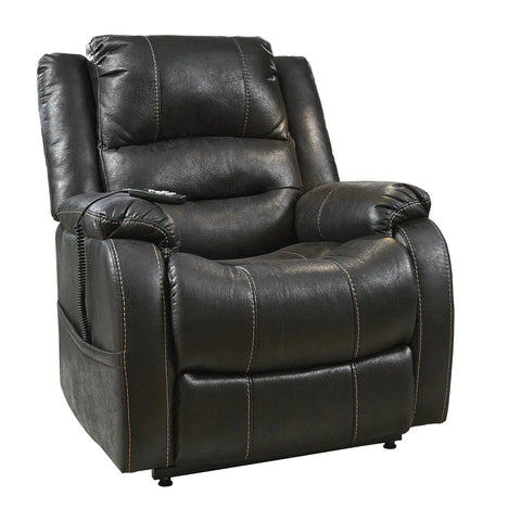 Benjara Leatherette Metal Frame Power Lift Recliner With Tufted Back In Black BM209303