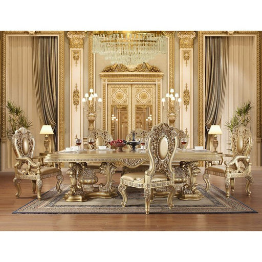 Acme Furniture Seville Side Chair (Set-2) in PU & Gold Finish