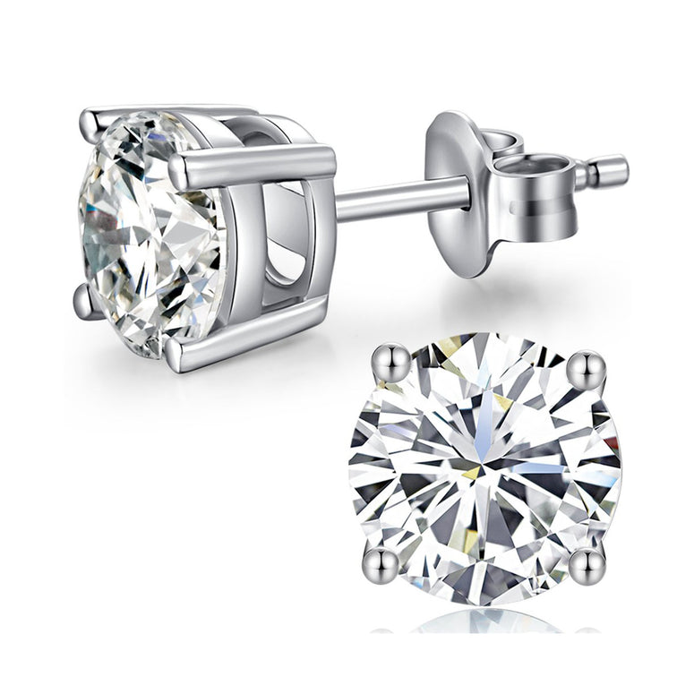 2.58 Carat (ctw) Lab-Created White Sapphire Square Solitaire Earrings in  Sterling Silver (6mm)