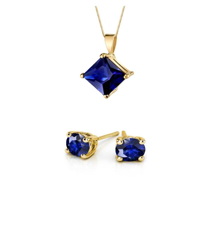 September Sapphire Birthstone with Yellow Gold and Diamond Necklace – Meira  T Boutique