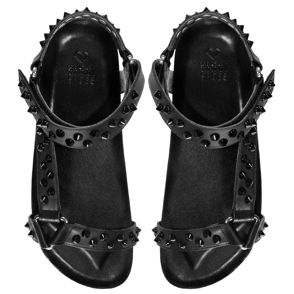 Vinci Shoes Rio Full Black Studded Sandals
