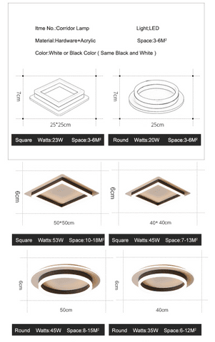 Adelyn- Modern Surface Mounted Square/Round LED Ceiling